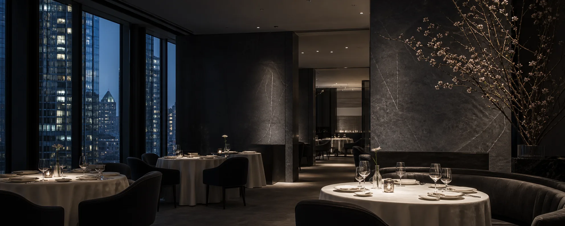 An elegant private dining table prepared for an intimate event