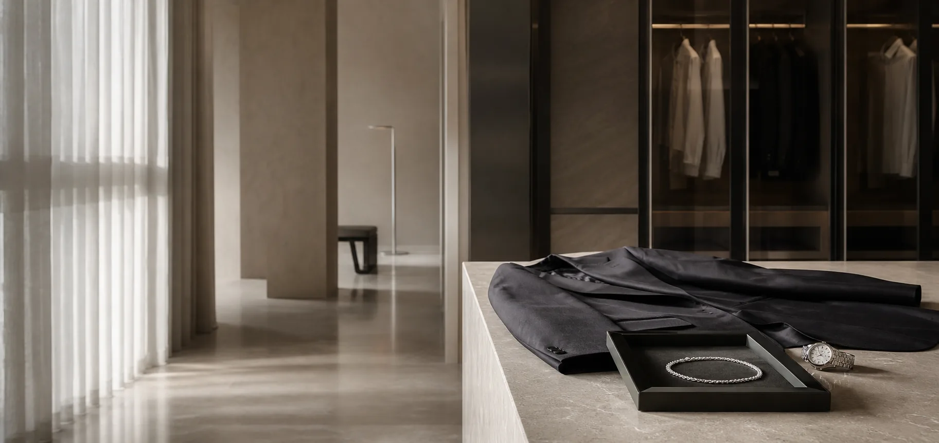 A private luxury gallery and carefully curated wardrobe setting