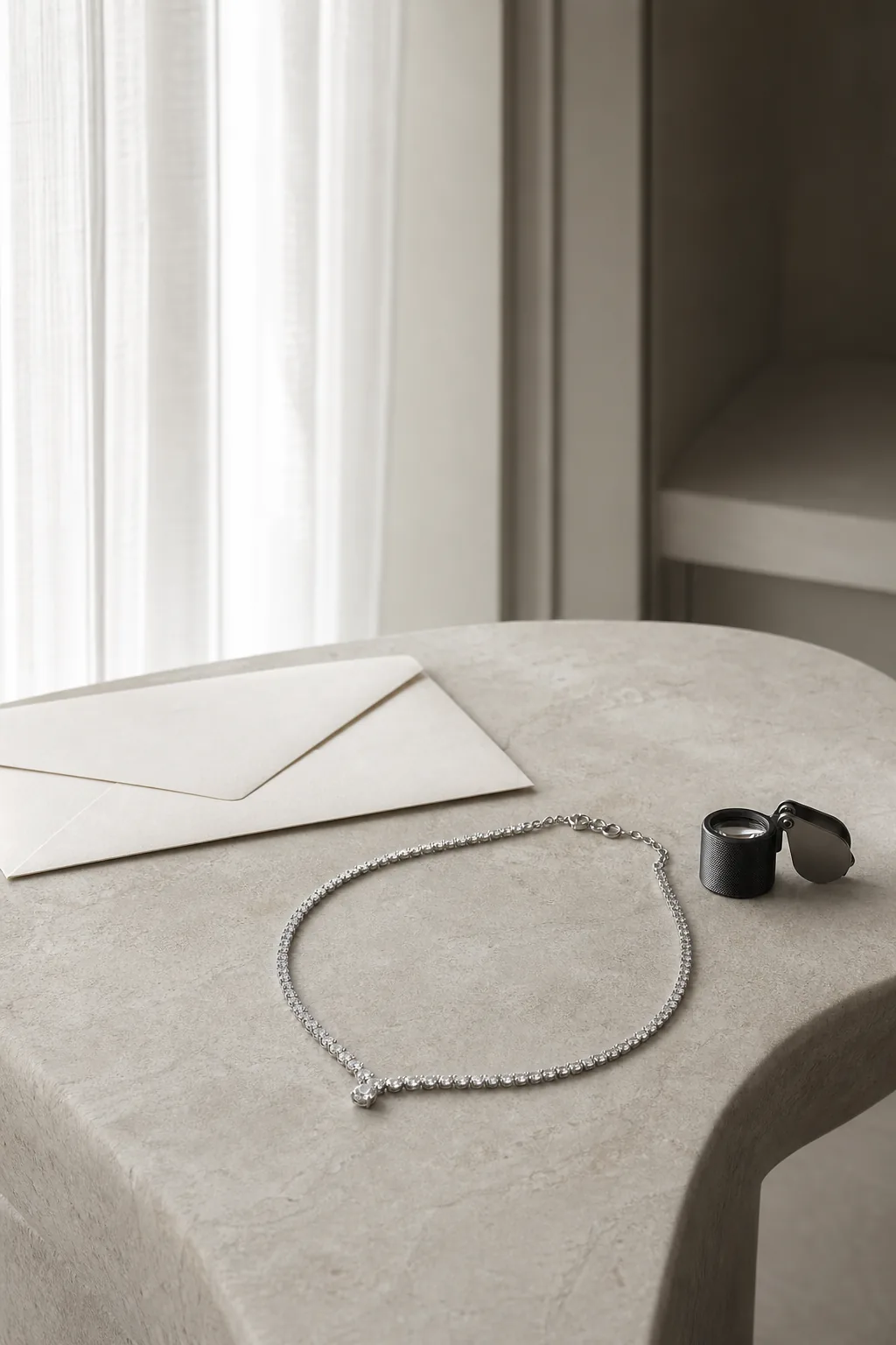 A platinum necklace prepared for a private record